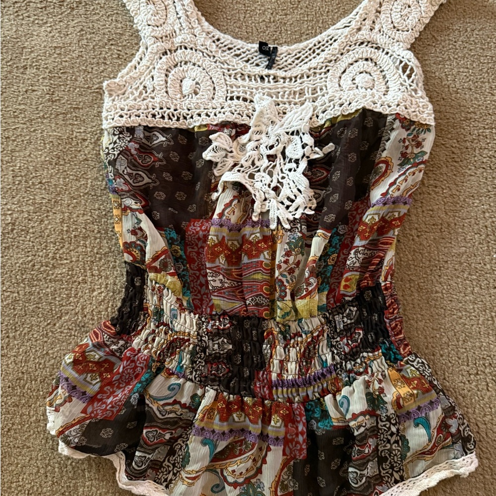 Bohemian Crochet Patchwork Top